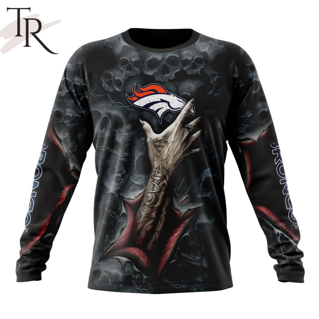 New 2025 NEW] NFL Denver Broncos Special Horror Skull Art Design Custom Hoodie - Image 6